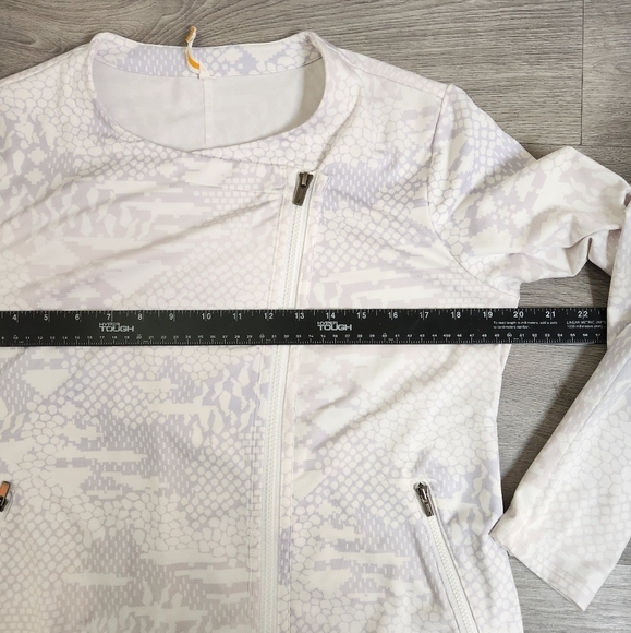 LUCY White Violet Jacket M Asymmetrical Moto Style Activewear Leopard Print - Picture 5 of 14